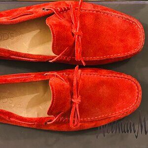 Tod's Red suede driving loafers -  Size 10 US
